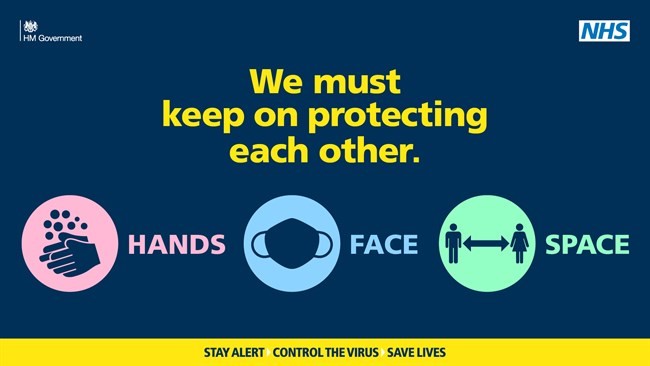 We must keep om protecting each other. Hands face space. Stay alert control the virus save lives